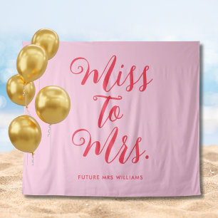 Miss to Mrs Cute Bright Pink and red Bachelorette Tapestry