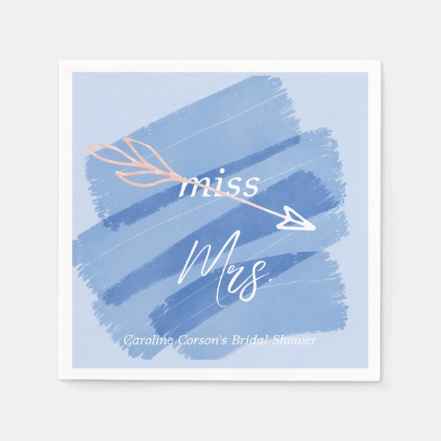 Miss to Mrs Dusky Blue Paint Swash Napkins (Front)