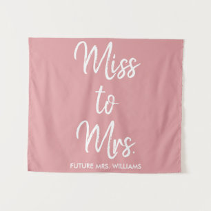 Miss to Mrs Dusty Rose Bridal Shower Photo Prop Tapestry