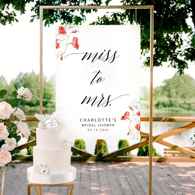 Miss To Mrs Elegant Flowers Bridal Shower Sign (Creator Uploaded)
