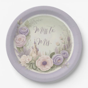 Miss to Mrs Floral Castle Wreath Paper Plates