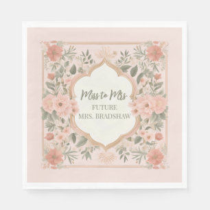 Miss to Mrs Floral Personalized Napkins
