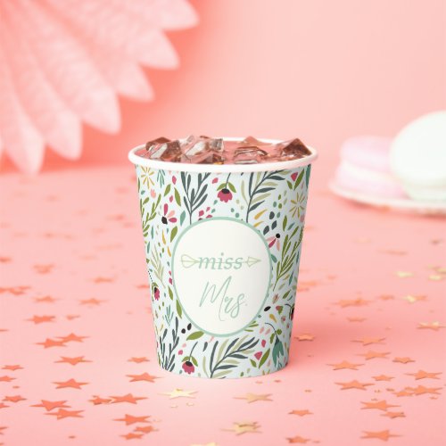 Miss to Mrs Garden Floral Paper Cups