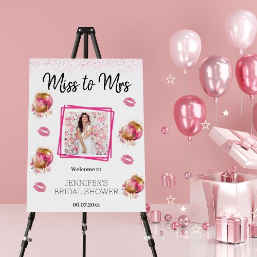 Miss to Mrs Glitter Bridal shower Welcome Sign 