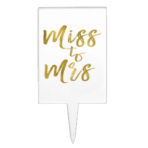 Miss to Mrs Gold Foil Cake Topper
