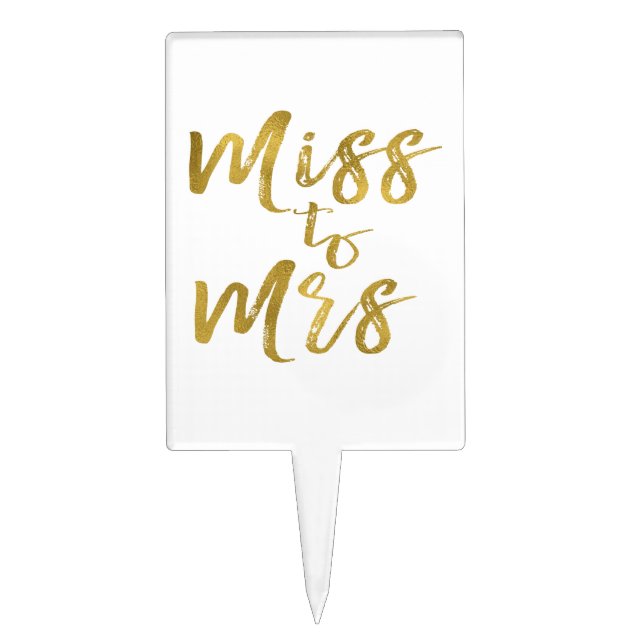 Miss to Mrs Gold Foil Cake Topper (Front)