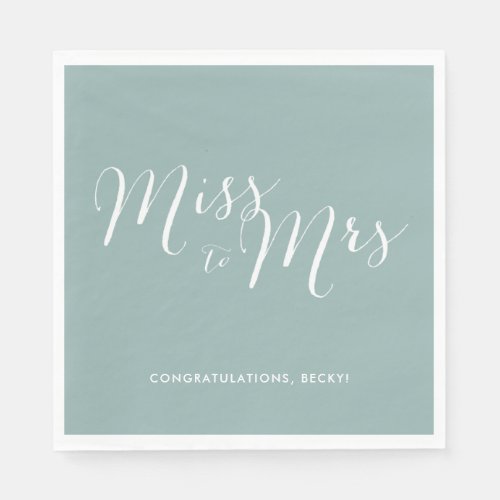 Miss to Mrs Green Bridal Shower Party Napkins