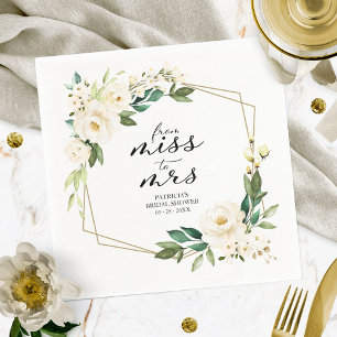 Miss to Mrs Greenery Geometric Bridal Shower Napkins