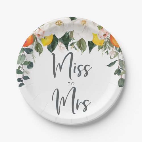 Miss to Mrs Magnolia Citrus Paper Plates