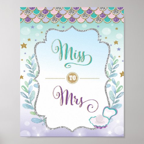 Miss to Mrs Mermaid Bridal Shower Sign Decoration