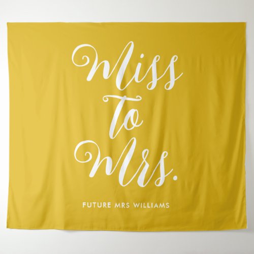 Miss to Mrs Minimal Retro Simple Gold Bachelorette Tapestry