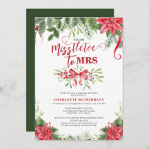 Miss To Mrs Mistletoe Elegant Winter Bridal Shower