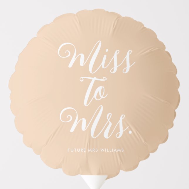 Miss to Mrs Modern Bachelorette Engagement Party Balloon (Front)
