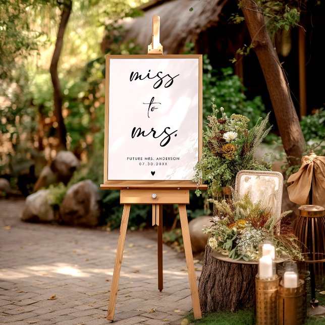 Miss To Mrs. Modern Black Handwriting Script Sign (Creator Uploaded)