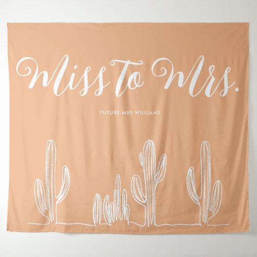 Miss to Mrs Modern Boho Cactus Orange Bachelorette Tapestry