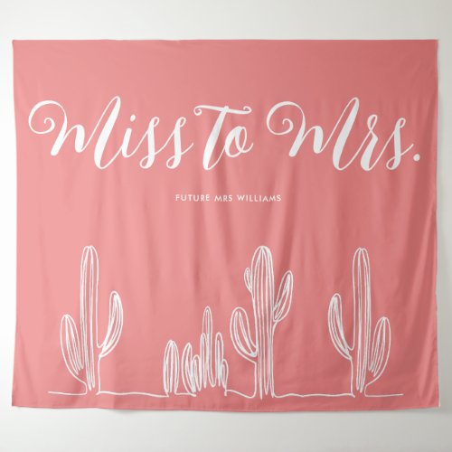 Miss to Mrs Modern Boho Cactus Red Bachelorette Tapestry