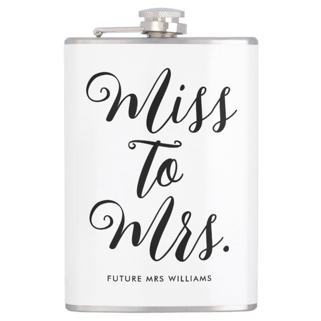 Miss to Mrs Modern Bridal Shower Bachelorette Flask (Front)