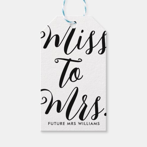 Miss to Mrs Modern Bridal Shower Bachelorette Gift Tags