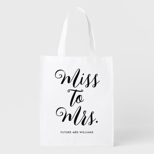 Miss to Mrs Modern Bridal Shower Bachelorette Grocery Bag