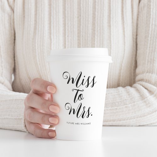 Miss to Mrs Modern Bridal Shower Bachelorette Paper Cups