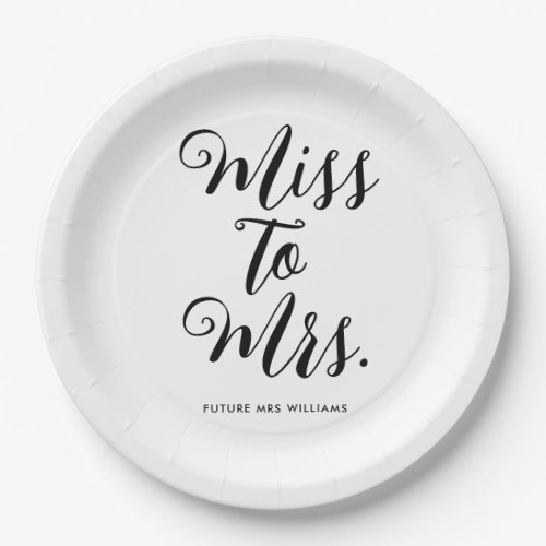 Miss to Mrs Modern Bridal Shower Bachelorette Paper Plates