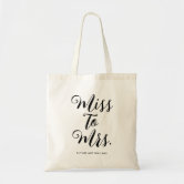 Miss To Mrs, Black & Gold Marriage Heart & Ring Large Tote Bag