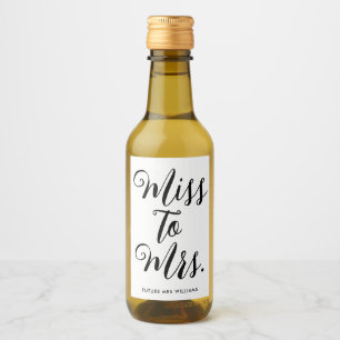 Miss to Mrs Modern Bridal Shower Bachelorette Wine Label
