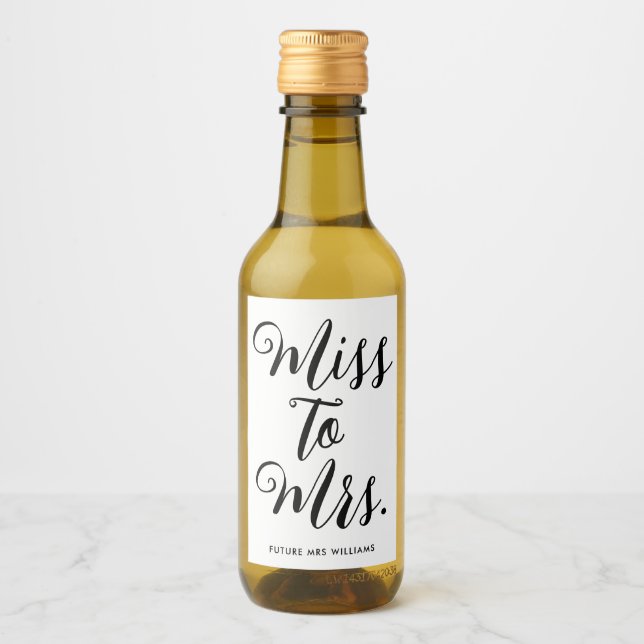 Miss to Mrs Modern Bridal Shower Bachelorette Wine Label (Front)