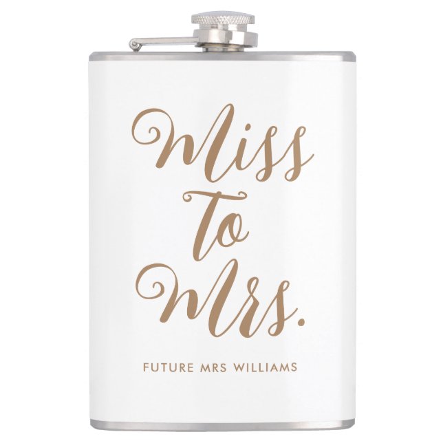 Miss to Mrs Modern Bridal Shower  Flask (Front)