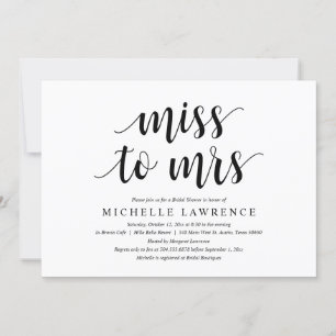 Miss to Mrs, Modern Bridal Shower Invitation