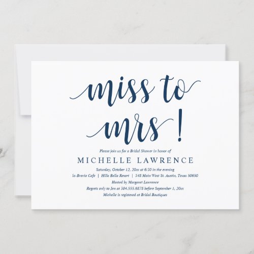 Miss to Mrs Modern Bridal Shower Invitation