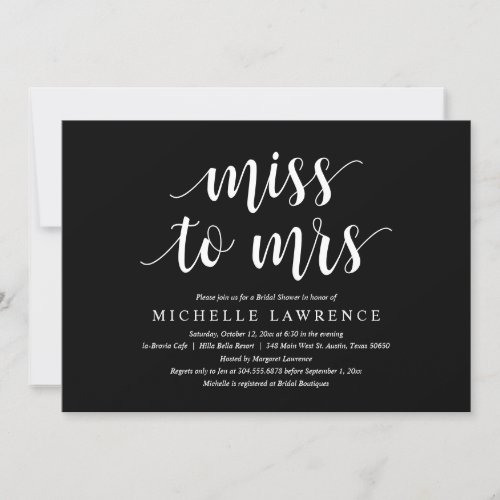 Miss to Mrs Modern Bridal Shower Invitation