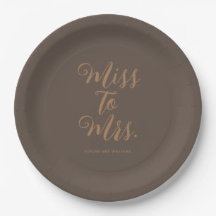 Miss to Mrs Modern Bridal Shower  Paper Plates