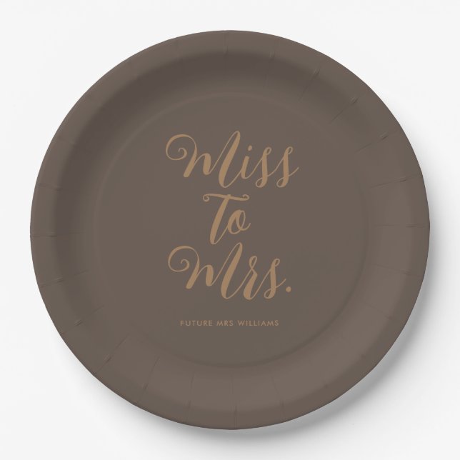 Miss to Mrs Modern Bridal Shower  Paper Plates (Front)