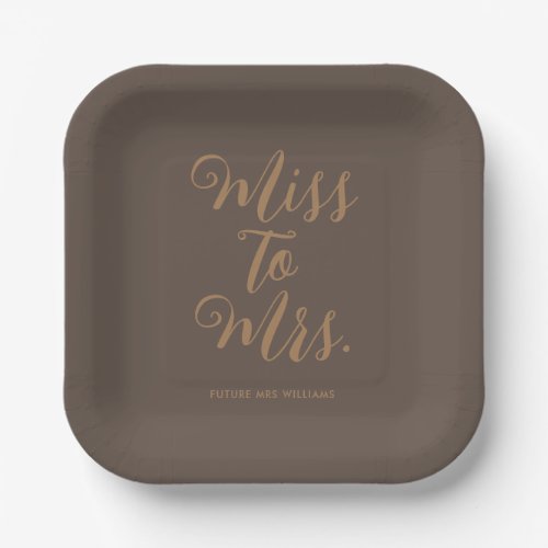 Miss to Mrs Modern Bridal Shower  Paper Plates