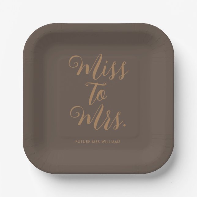 Miss to Mrs Modern Bridal Shower  Paper Plates (Front)