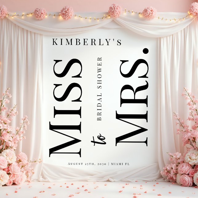 Miss to Mrs modern bridal shower photo backdrop (Creator Uploaded)