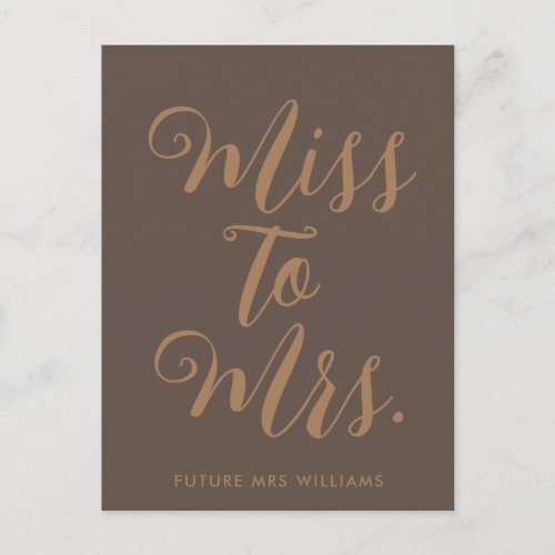 Miss to Mrs Modern Bridal Shower  Postcard