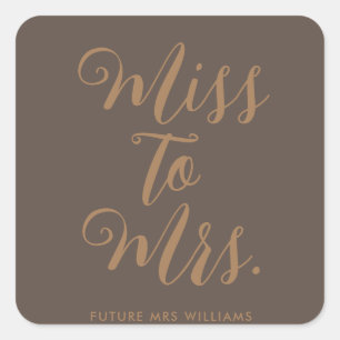 Miss to Mrs Modern Bridal Shower  Square Sticker