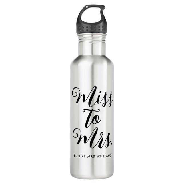 Miss to Mrs Modern Bridal Shower  Stainless Steel Water Bottle (Front)