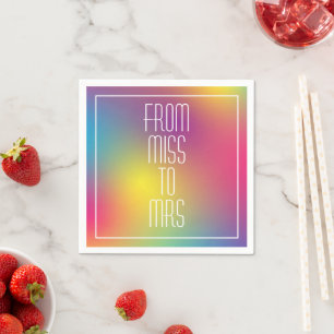 Miss to Mrs Modern Holographic Bridal Shower Napkins