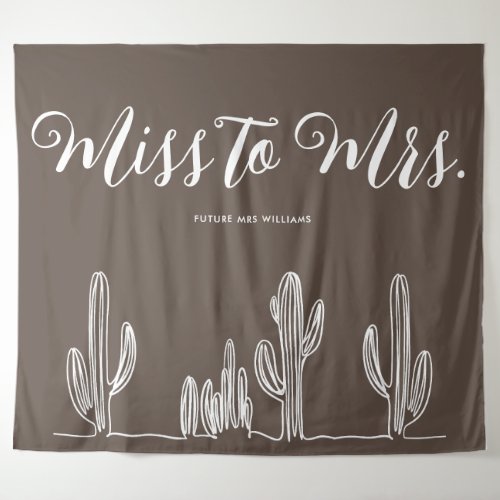 Miss to Mrs Modern Minimal Cactus Bachelorette Tapestry