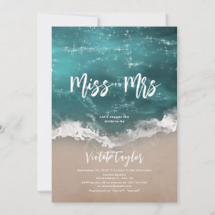 Miss to Mrs moody ocean beach bridal shower Invitation