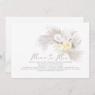 Miss to Mrs Pampas Grass Floral Bridal Shower Invitation