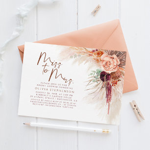 Miss to Mrs Pampas Grass Terracotta Bridal Shower Invitation