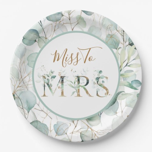 Miss To Mrs Paper Plates Eucalyptus Bridal Shower
