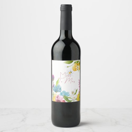 Miss to Mrs paper wine bottle labels