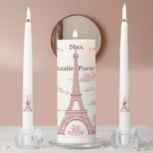 Miss to Mrs Paris Bridal Shower Eiffel Tower Pink Unity Candle Set
