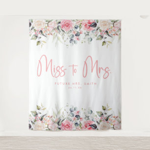 Miss To Mrs Pink Floral Bridal Shower Backdrop