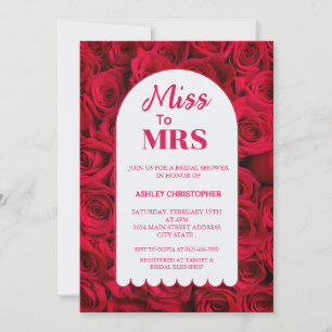 Miss to Mrs Red Roses Arch Bridal Shower  Invitation